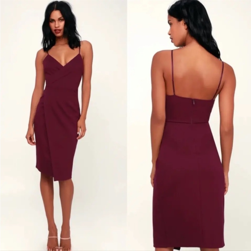 Lulu's Plum Spaghetti-Strap Midi Dress